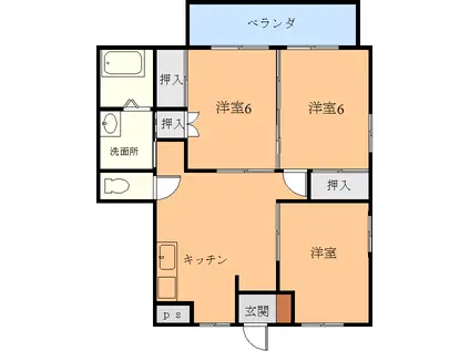 タケヤマンション(3DK/1階)の間取り写真