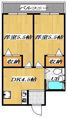 エステートタケモリ(2DK/5階)の間取り写真