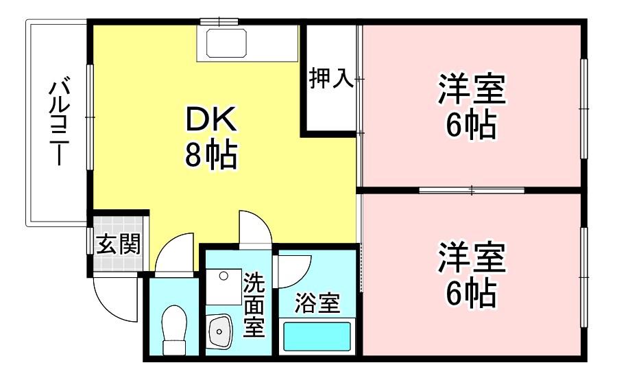ヴィラコスモス(2DK/2階)の間取り写真