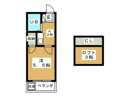 KSII(1K/1階)の間取り写真