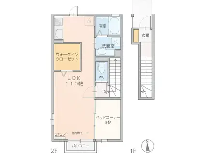 カーサ・マロニエ(1LDK/2階)の間取り写真