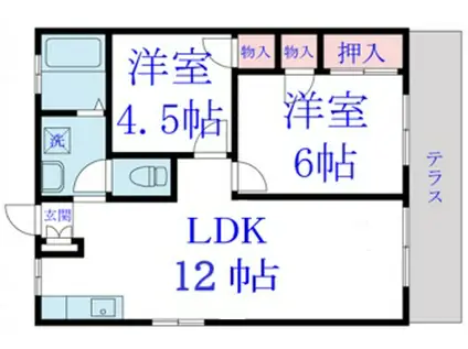 アーリーパレス(2LDK/1階)の間取り写真