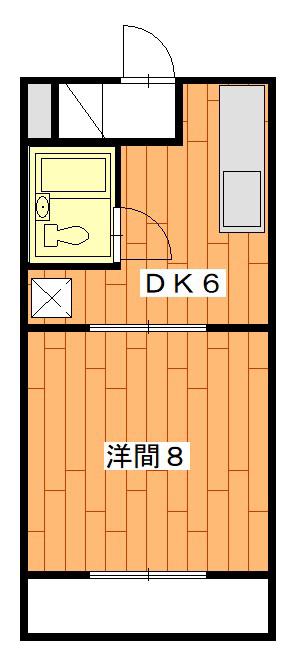 Gハイツ城之崎(1DK/1階)の間取り写真
