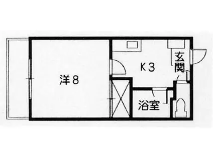 米満ハイツI号棟(1K/2階)の間取り写真