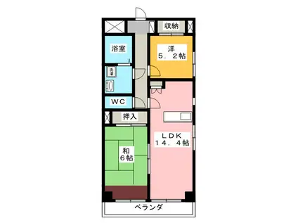 リエス沼津新宿町(2LDK/6階)の間取り写真