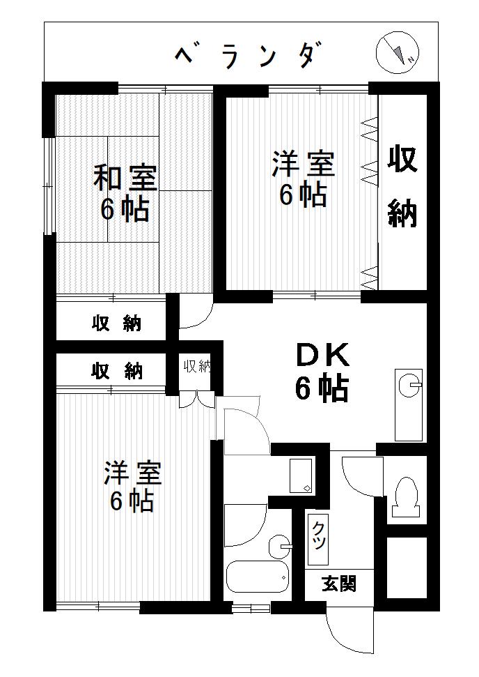 クレスト鳩川(3DK/1階)の間取り写真