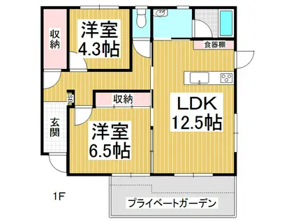ナトゥーア西春近II(2LDK/1階)の間取り写真