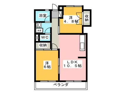 豊田ビル(2LDK/5階)の間取り写真