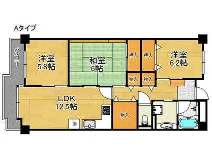 レジデンス岸和田(3LDK/3階)の間取り写真