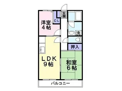 プレ東生駒(2LDK/3階)の間取り写真