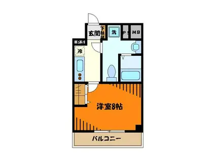 ライジングプレイス八王子みなみ野(1K/4階)の間取り写真