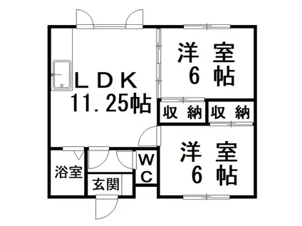 コーポアオキ(2LDK/1階)の間取り写真