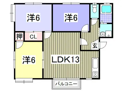 コリーナ蜆塚(3LDK/2階)の間取り写真