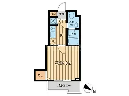 KDXレジデンス雪谷大塚(1K/4階)の間取り写真