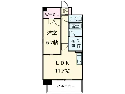 レジデンス悠海(1LDK/12階)の間取り写真