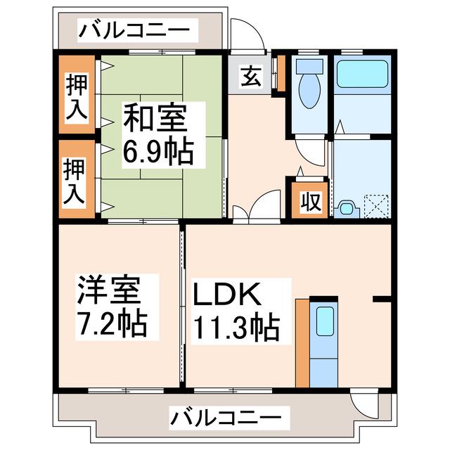 ハーベストパレス(2LDK/2階)の間取り写真