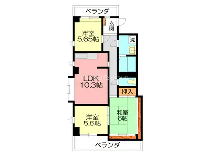 レジデンス濱野II(3LDK/2階)の間取り写真