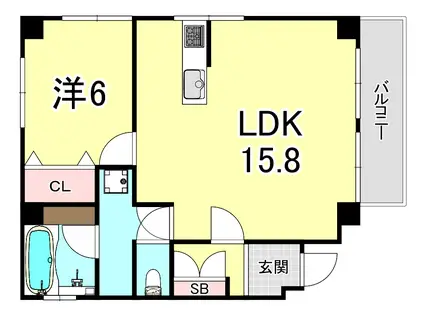 NOBSON霞ヶ丘(1LDK/2階)の間取り写真