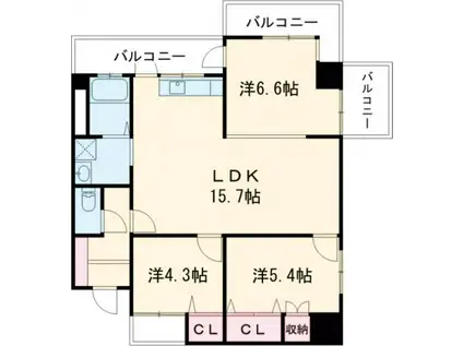 ピボットコート今池(3LDK/3階)の間取り写真