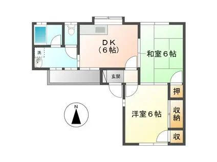 コンフォートエフ(2DK/2階)の間取り写真