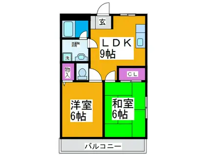 ハイツあかしあ2号館(2LDK/2階)の間取り写真