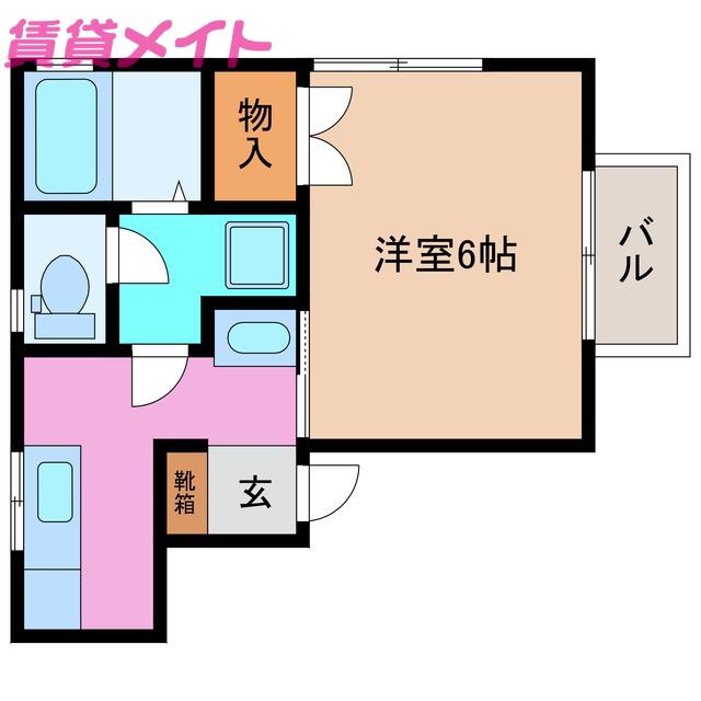 ハイツワンプラム B(1K/2階)の間取り写真