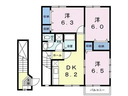 オーブリーSIIA(3DK/2階)の間取り写真
