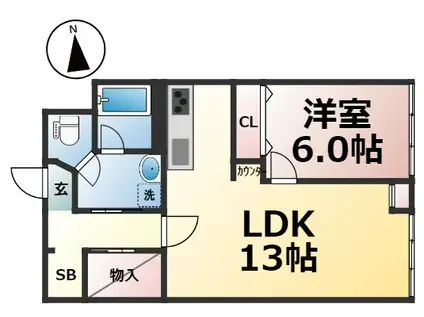 花車ビル中館(1LDK/10階)の間取り写真