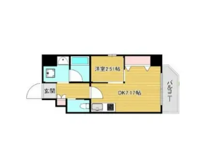 シーズンフラッツ新町(1DK/4階)の間取り写真