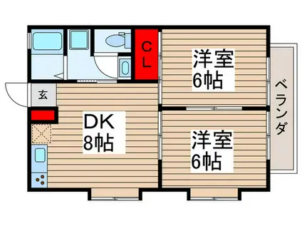 エスポワール中川(2DK/1階)の間取り写真