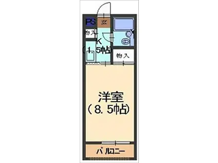 ドリームハウス21(1K/1階)の間取り写真