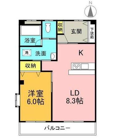 リブフラット(1LDK/4階)の間取り写真