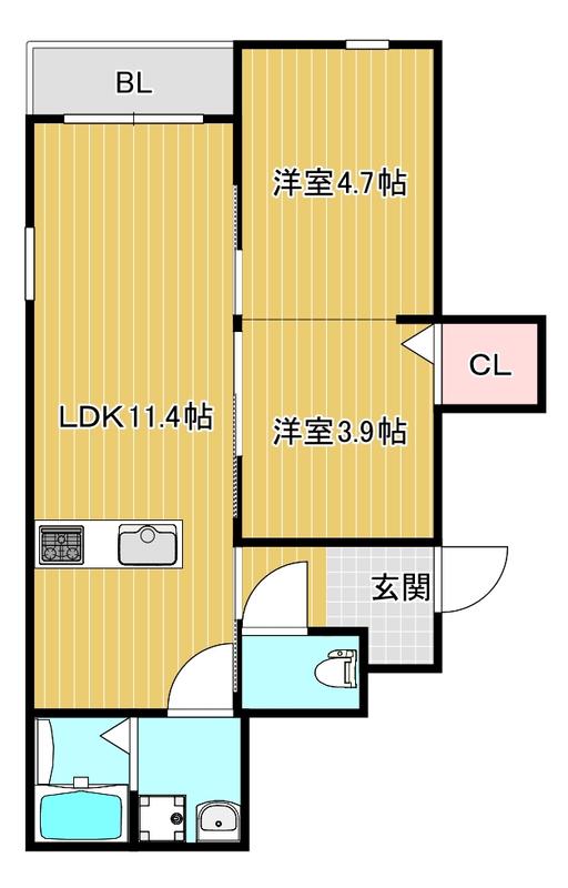 CHRONO桜並木(2LDK/3階)の間取り写真