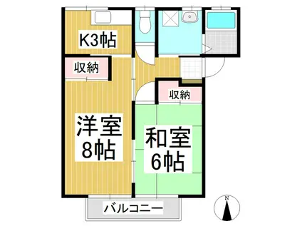 シェモワ国分B(2DK/2階)の間取り写真