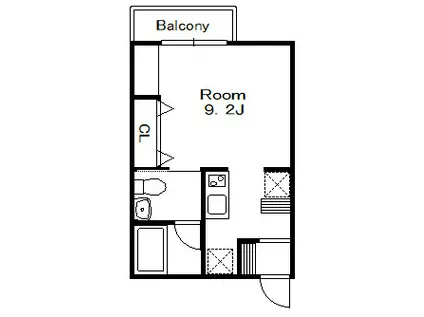 ボナクオリアIX(1K/3階)の間取り写真