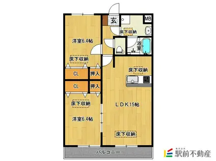 ルネスコート NEW R(2LDK/1階)の間取り写真