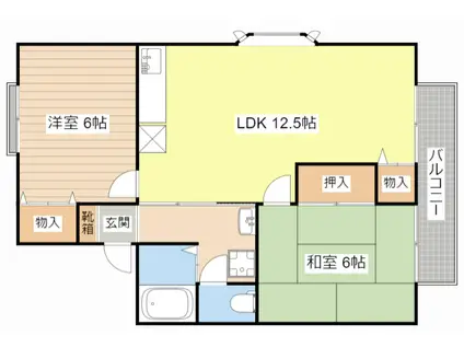 リヴェールI(2LDK/1階)の間取り写真