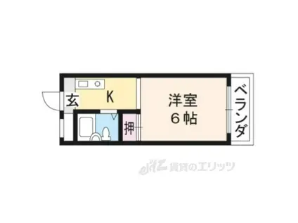 ルミナス一条(1K/2階)の間取り写真