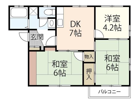 コーポ稲荷A(3DK/2階)の間取り写真