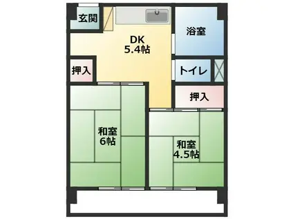 内山ビル(2DK/2階)の間取り写真