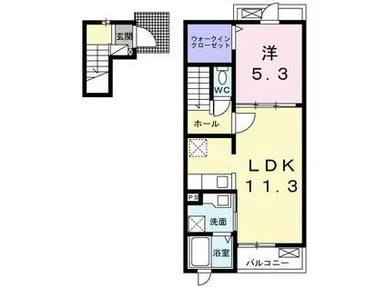 ブリック(1LDK/2階)の間取り写真