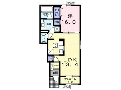 アマービレI(1LDK/1階)の間取り写真