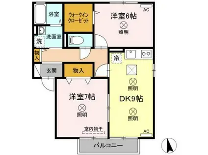 コンフォート A棟(2DK/1階)の間取り写真