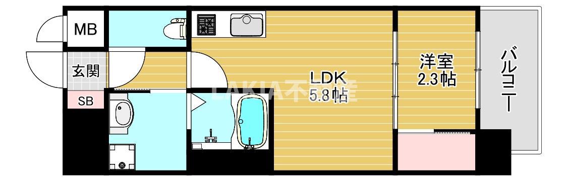 セレニテ南堀江エクラ(1DK/11階)の間取り写真