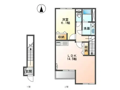 グランフェリシアI(1LDK/2階)の間取り写真