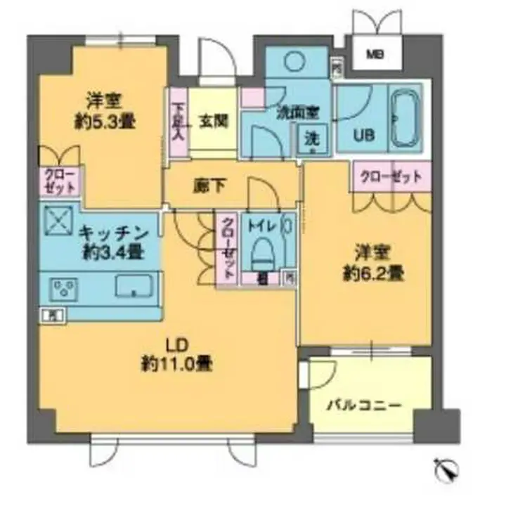 カスタリア若林公園 4階階 間取り