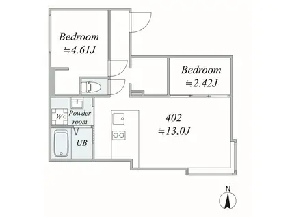 TRIAS185(2LDK/4階)の間取り写真
