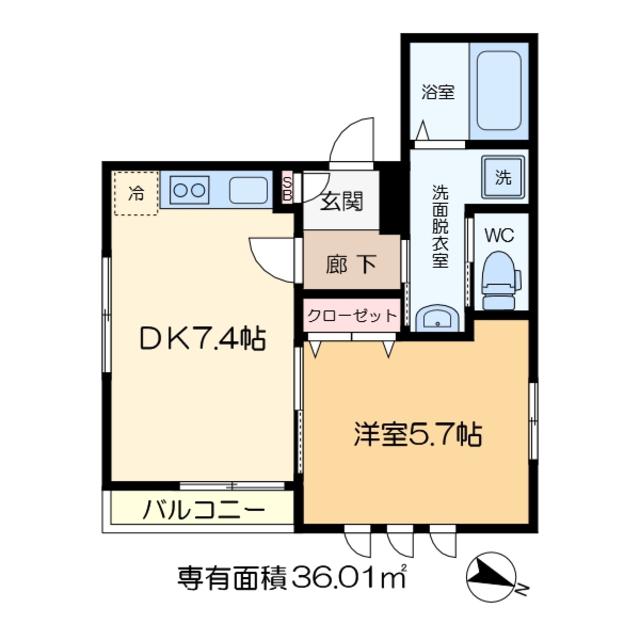 RICH OAK(1DK/1階)の間取り写真