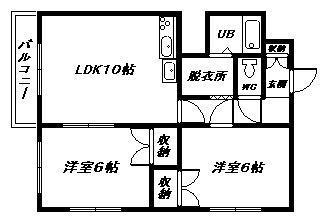 第1富士ハイツ(2LDK/1階)の間取り写真