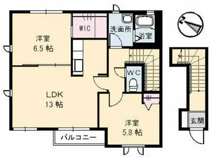T・Kコート(2LDK/2階)の間取り写真